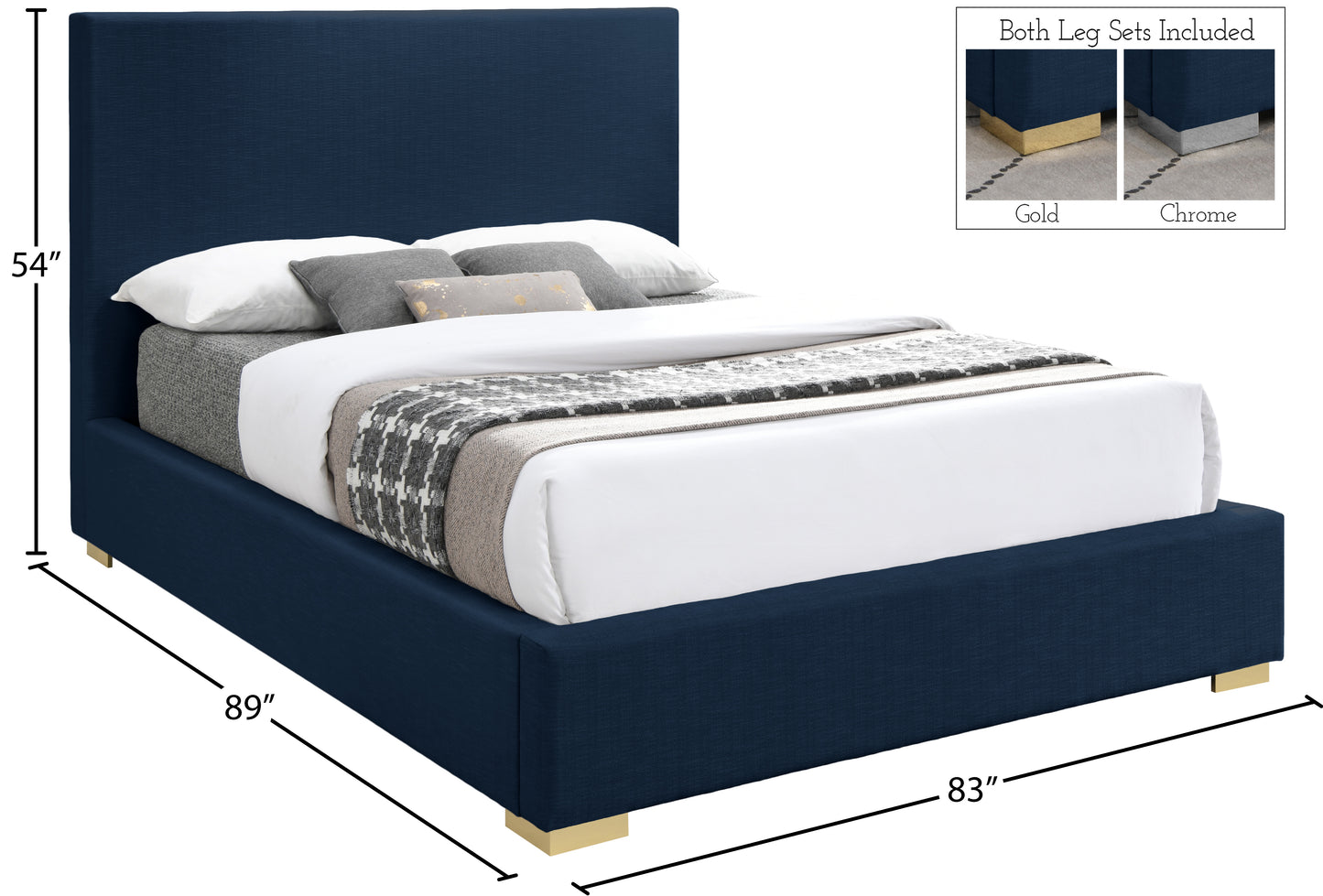 massimo navy linen textured fabric king bed k