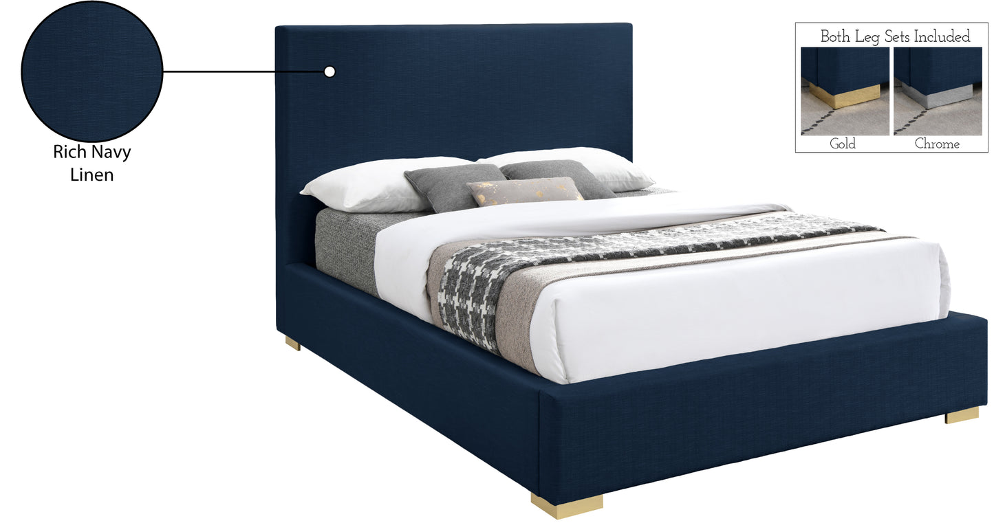 massimo navy linen textured fabric king bed k