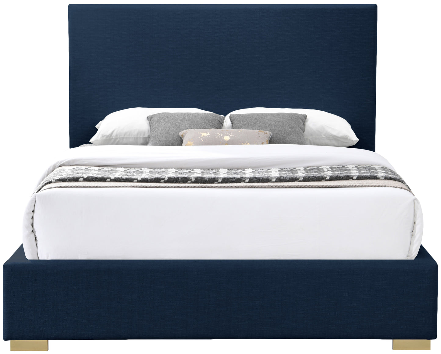 massimo navy linen textured fabric king bed k