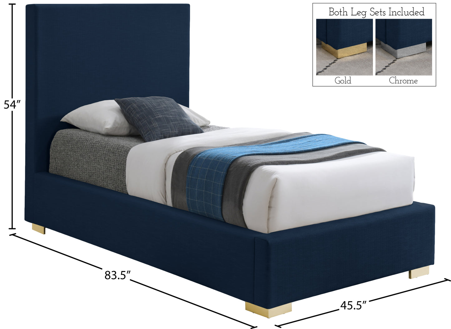 massimo navy linen textured fabric twin bed t