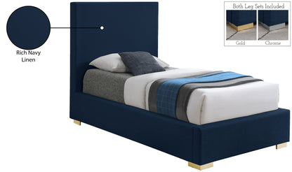 Massimo Navy Linen Textured Fabric Twin Bed T