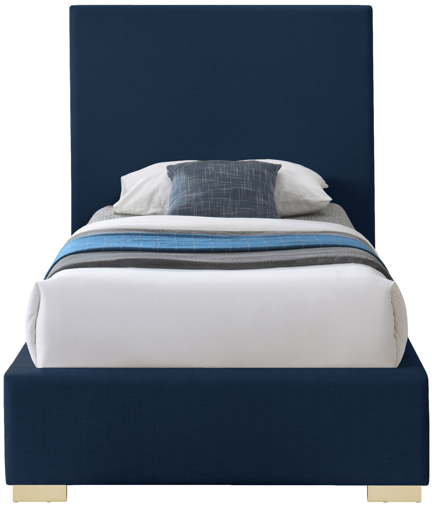 massimo navy linen textured fabric twin bed t