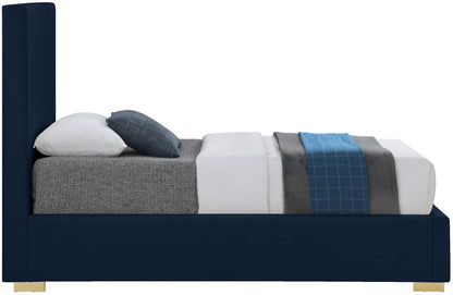 Massimo Navy Linen Textured Fabric Twin Bed T