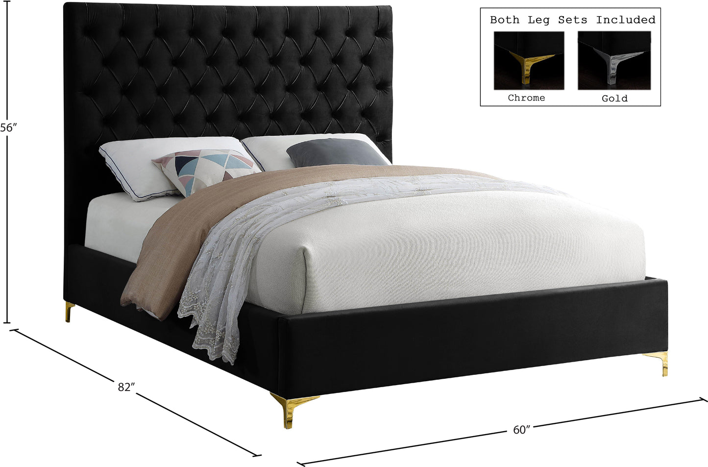 sei black velvet full bed f