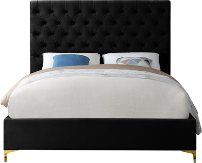 Sei Black Velvet Queen Bed Q