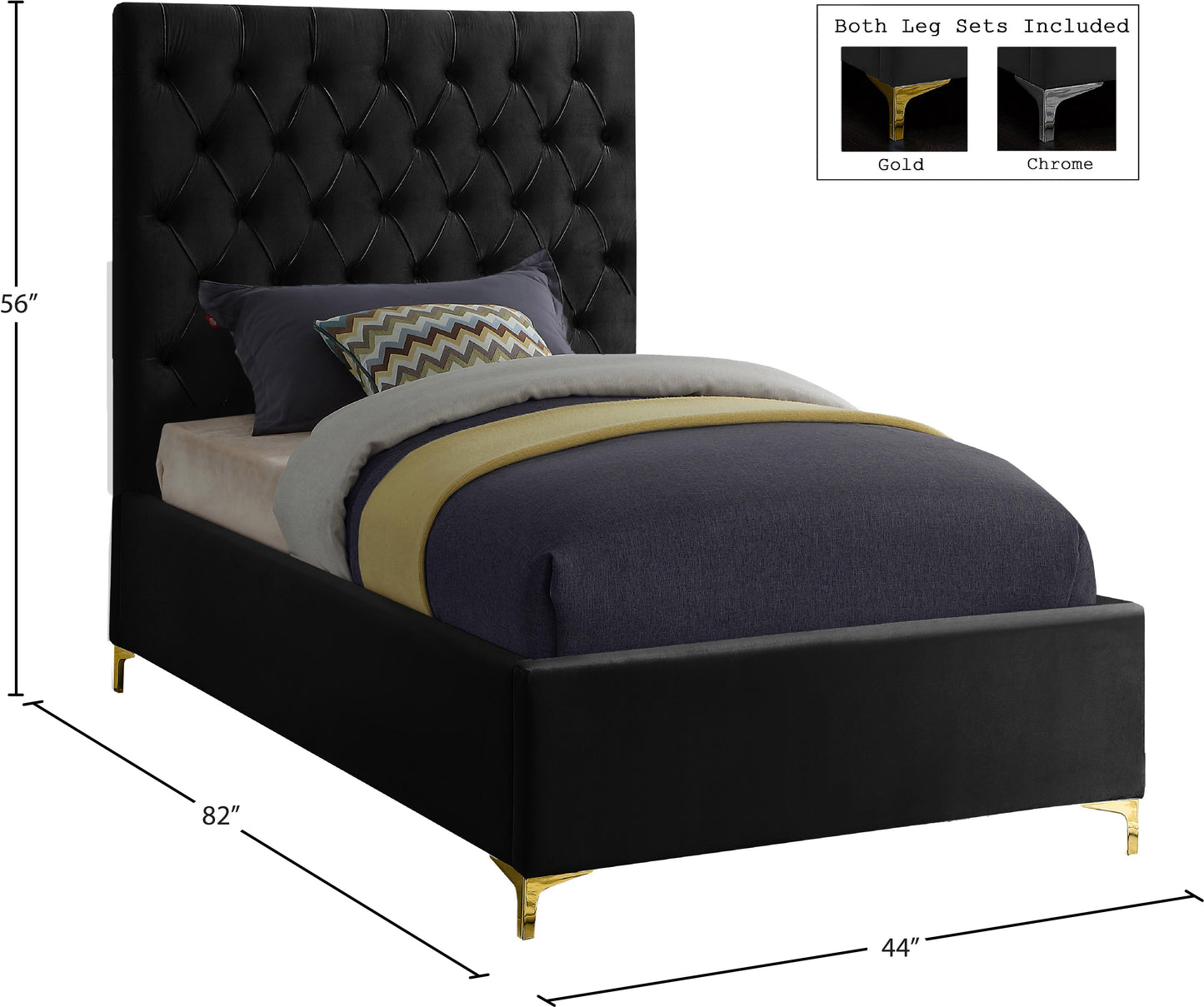 sei black velvet twin bed t