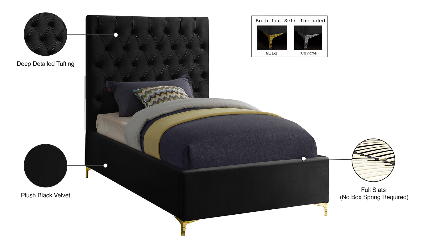 sei black velvet twin bed t