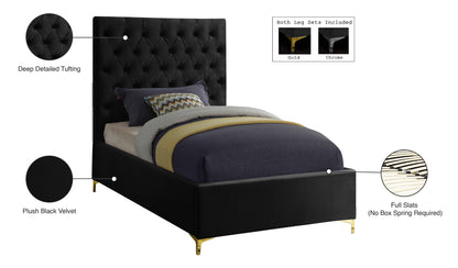 Sei Black Velvet Twin Bed T