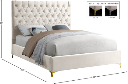 Sei Cream Velvet Queen Bed Q