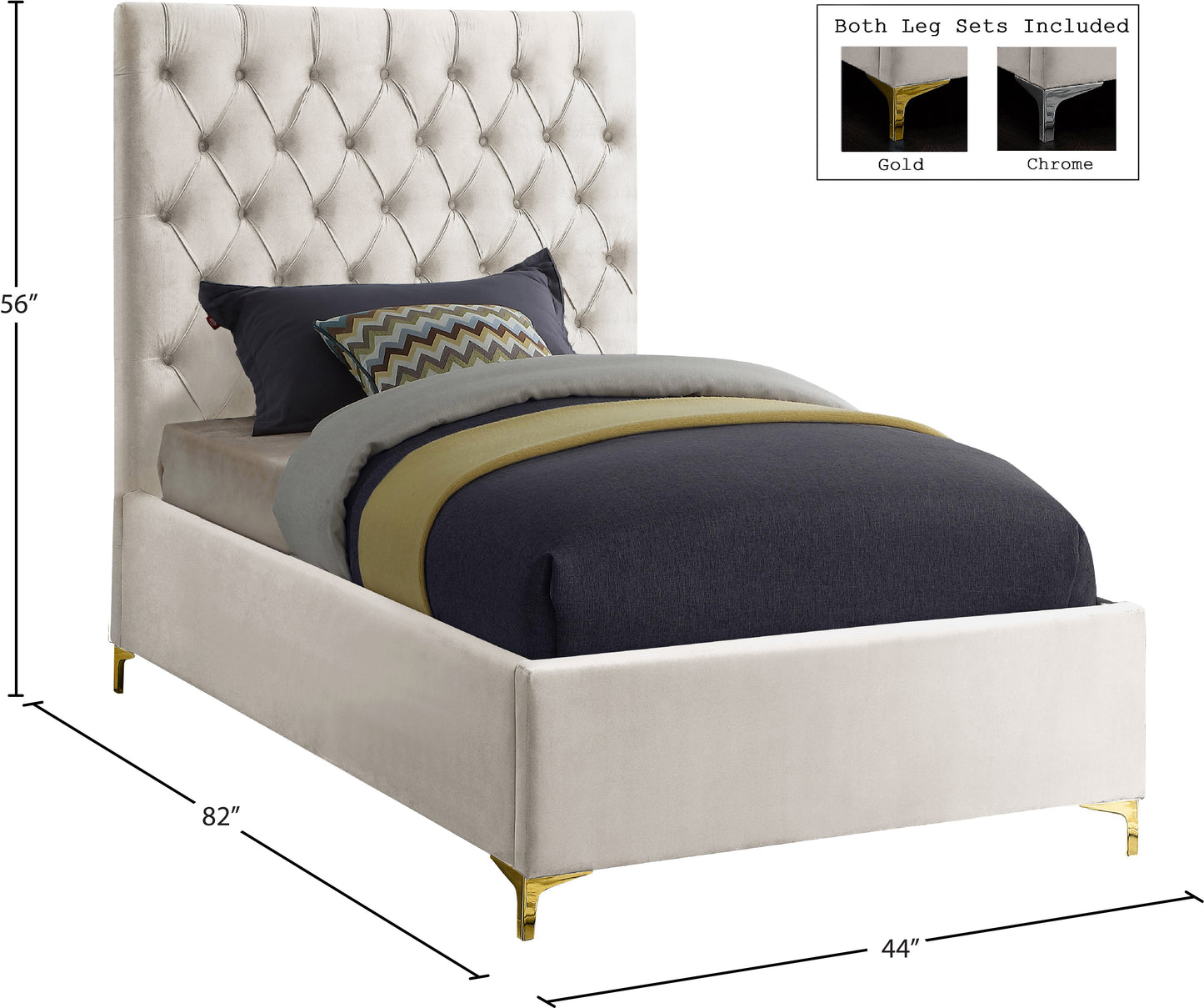 sei cream velvet twin bed t