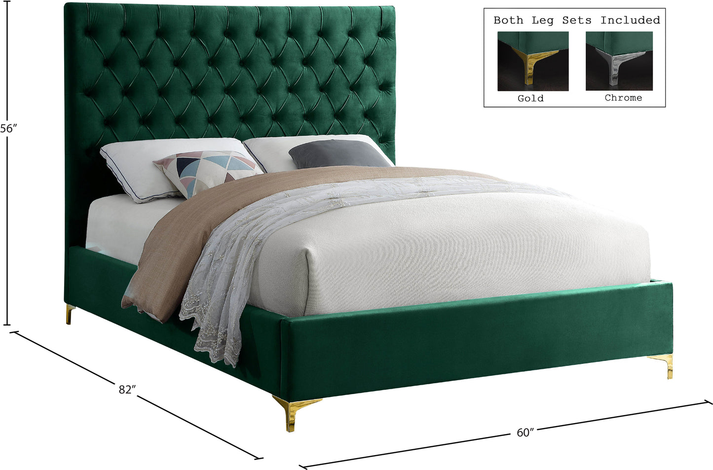 sei green velvet full bed f