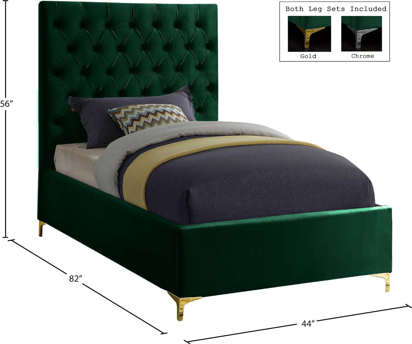 sei green velvet twin bed t