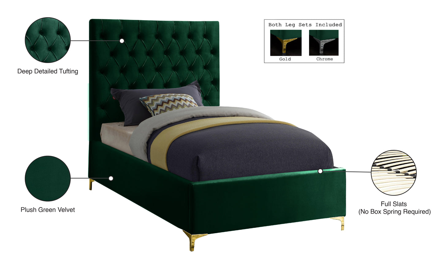 sei green velvet twin bed t