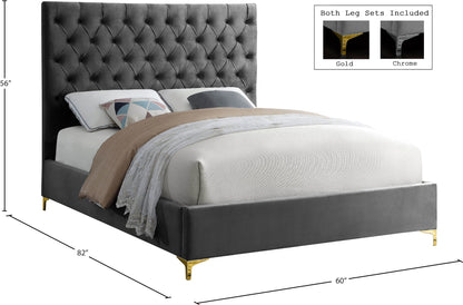 Sei Grey Velvet Full Bed F