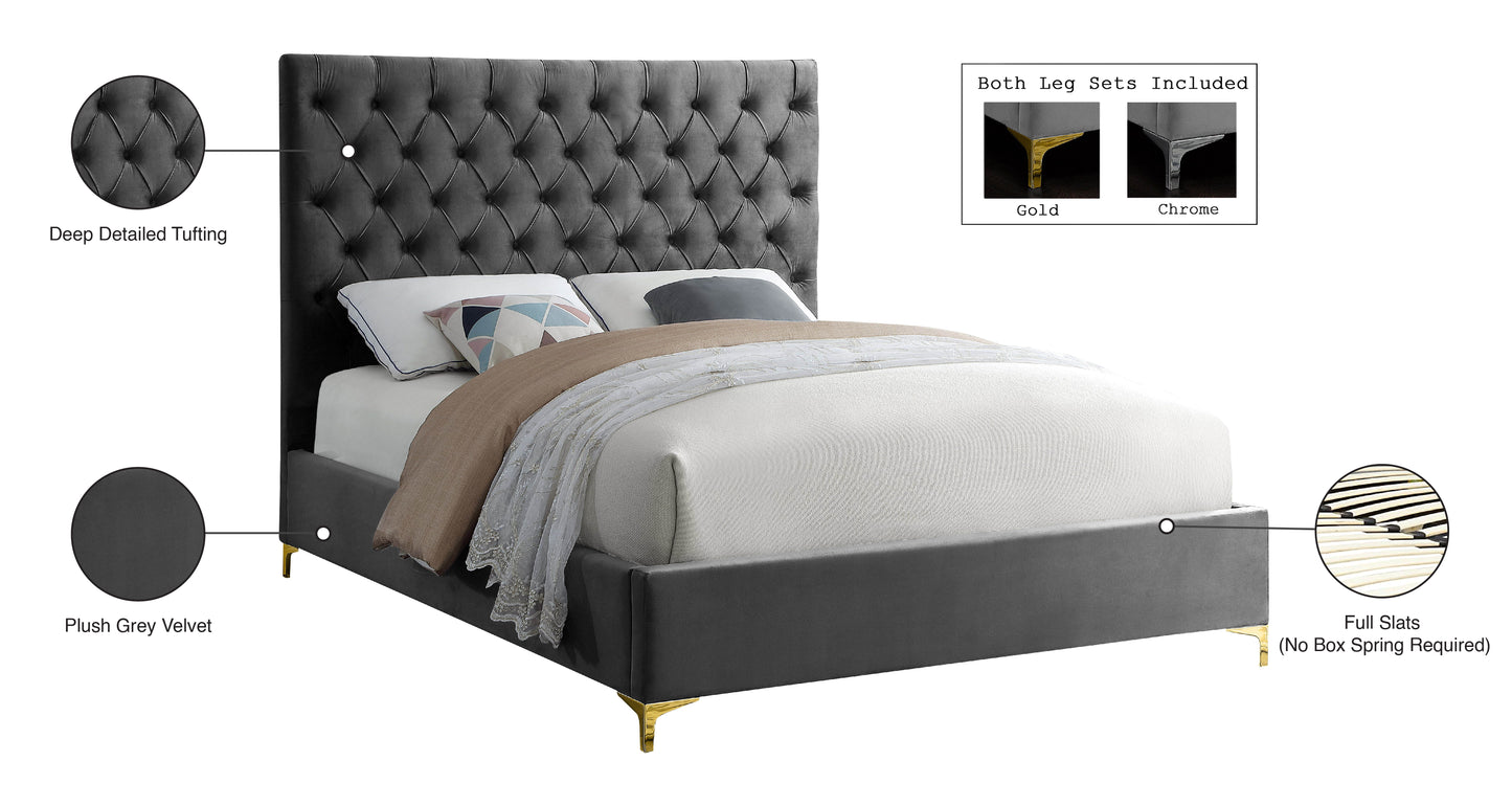 sei grey velvet full bed f