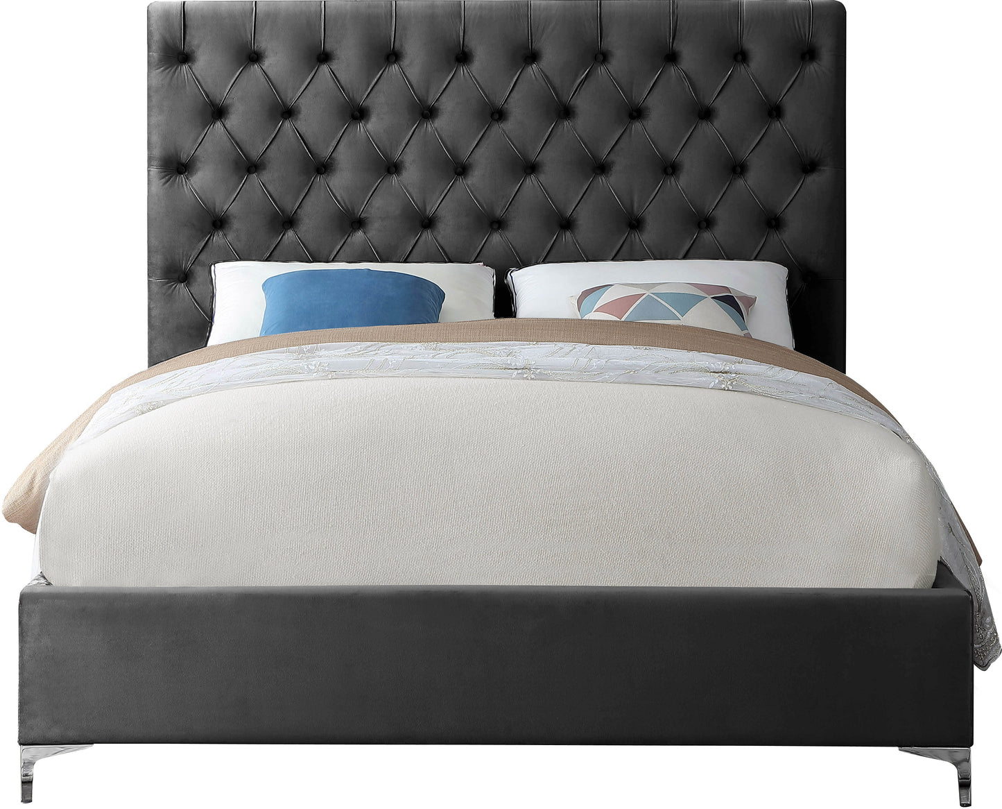 sei grey velvet full bed f