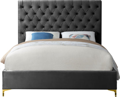 Sei Grey Velvet Queen Bed Q