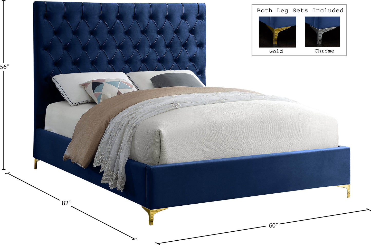 sei navy velvet full bed f