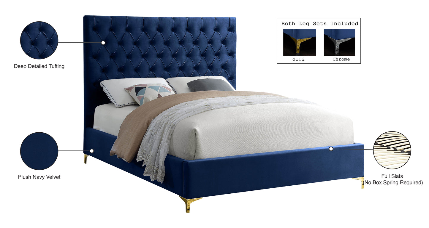 sei navy velvet full bed f