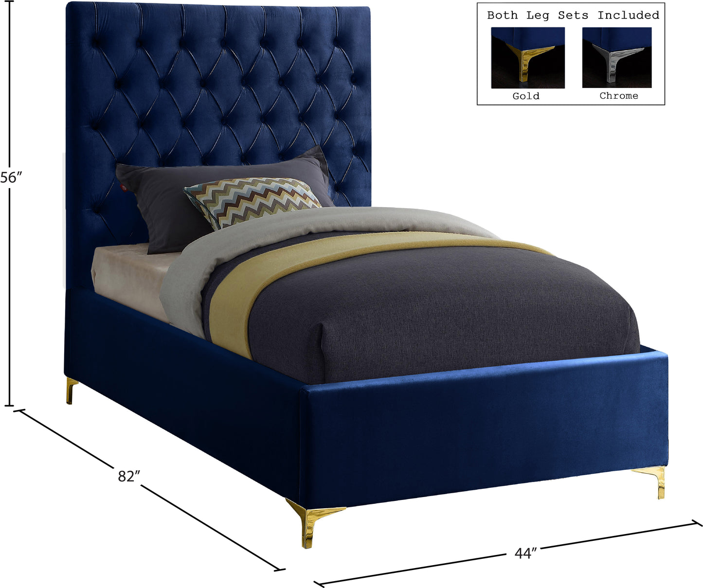 sei navy velvet twin bed t