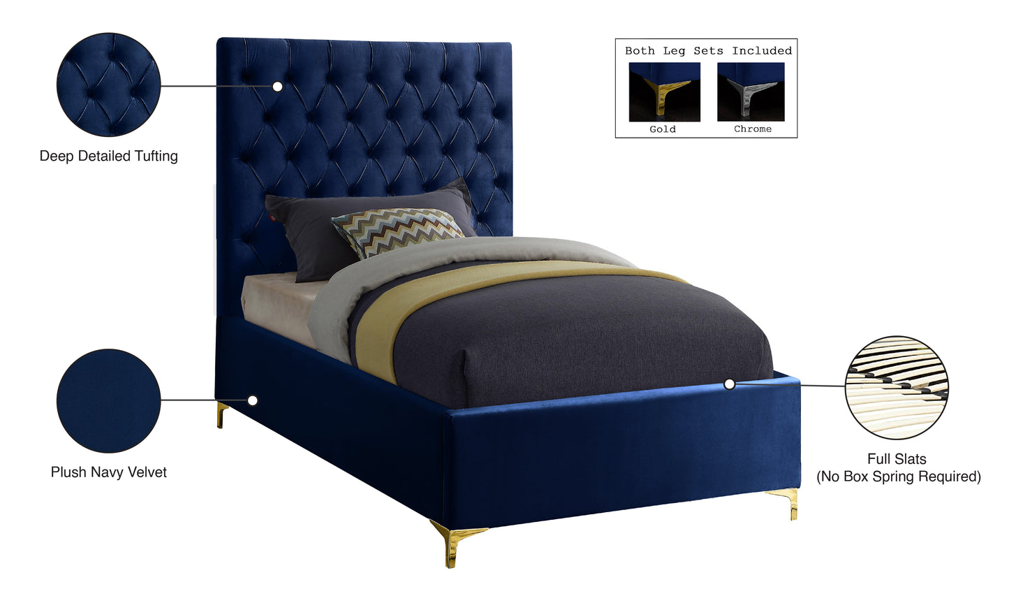 sei navy velvet twin bed t