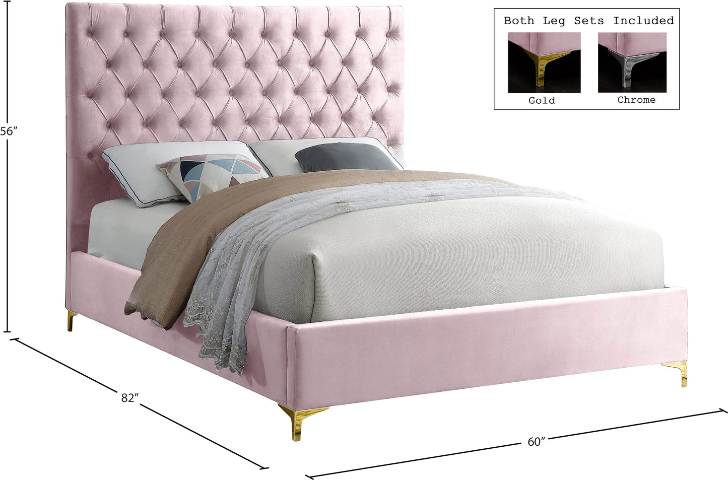 sei pink velvet full bed f