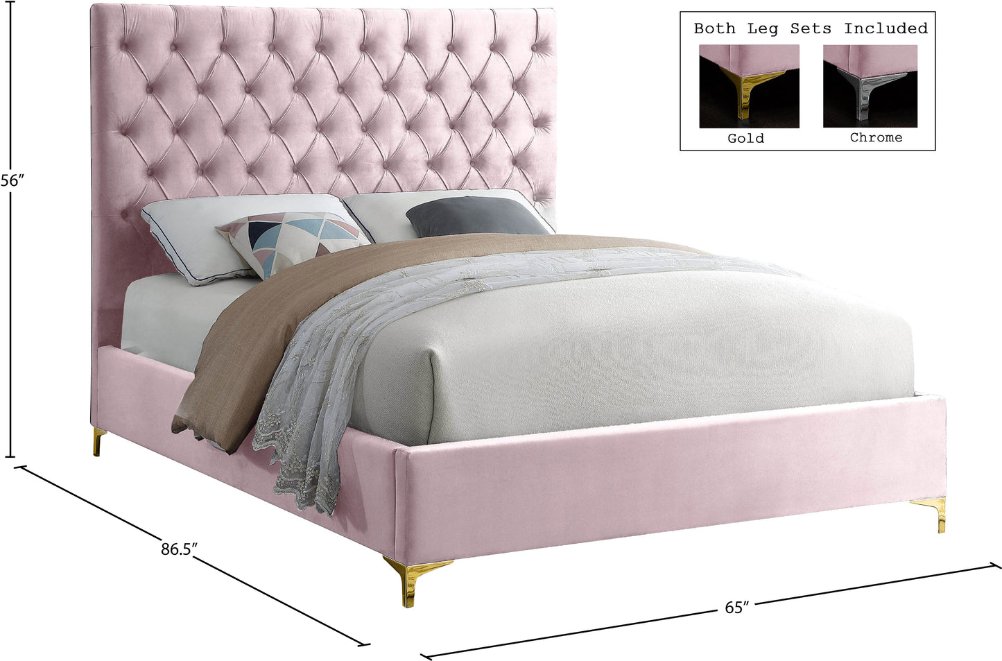 sei pink velvet queen bed q