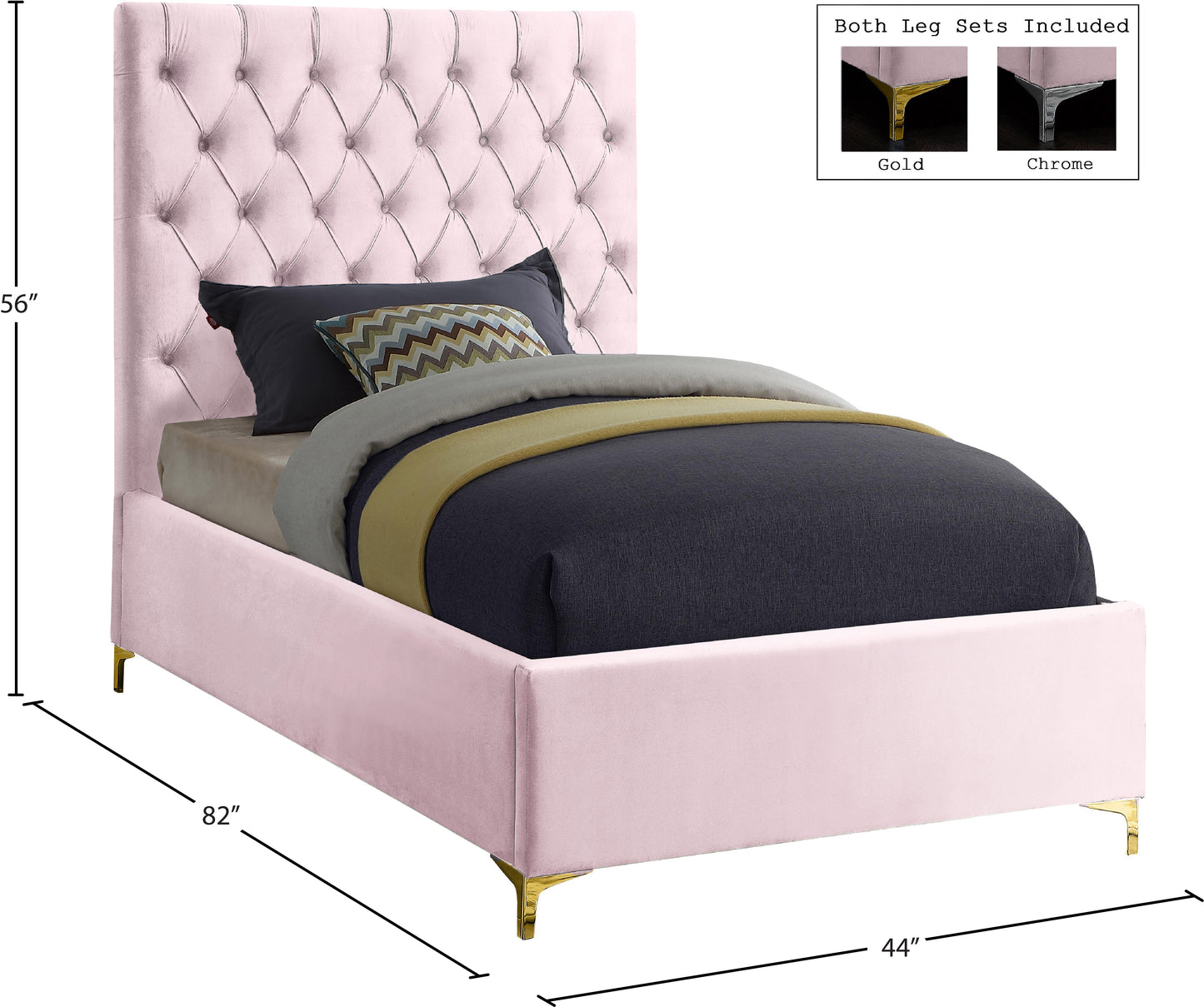 sei pink velvet twin bed t