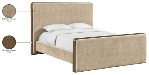 Rowan Beige Fabric Upholstered Queen Bed, 1 Piece