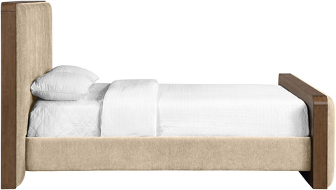 Rowan Beige Fabric Upholstered Queen Bed, 1 Piece