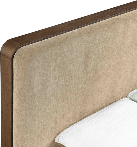 Rowan Beige Fabric Upholstered Queen Bed, 1 Piece