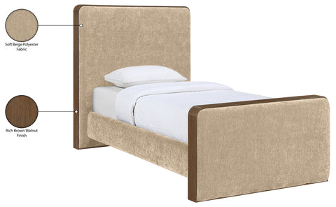 Rowan Beige Fabric Upholstered Twin Bed, 1 Piece