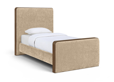 Rowan Beige Fabric Upholstered Twin Bed, 1 Piece