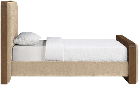 Rowan Beige Fabric Upholstered Twin Bed, 1 Piece