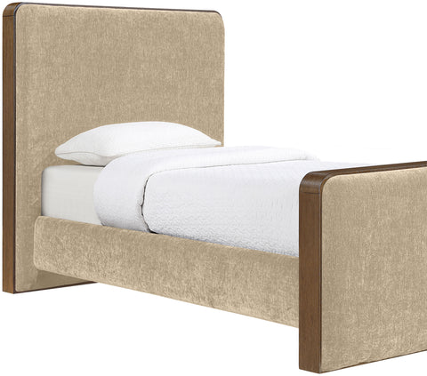 Rowan Beige Fabric Upholstered Twin Bed, 1 Piece