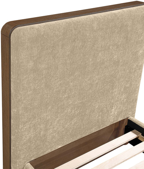 Rowan Beige Fabric Upholstered Twin Bed, 1 Piece