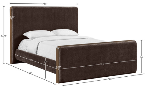 Rowan Brown Fabric Upholstered Queen Bed, 1 Piece