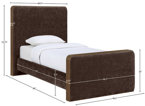 Rowan Brown Fabric Upholstered Twin Bed, 1 Piece