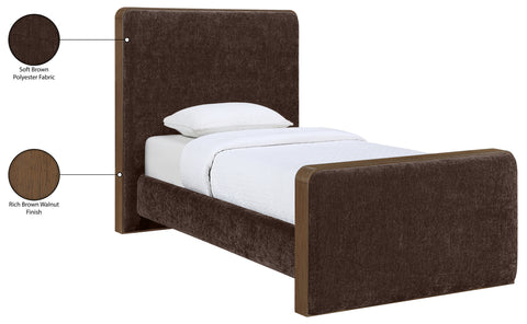 Rowan Brown Fabric Upholstered Twin Bed, 1 Piece