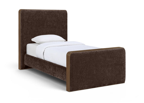 Rowan Brown Fabric Upholstered Twin Bed, 1 Piece
