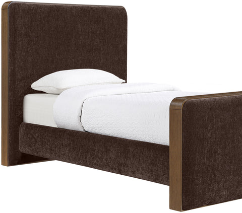 Rowan Brown Fabric Upholstered Twin Bed, 1 Piece
