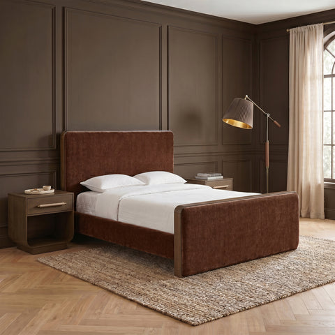 Rowan Burgundy Fabric Upholstered Full Bed, 1 Piece