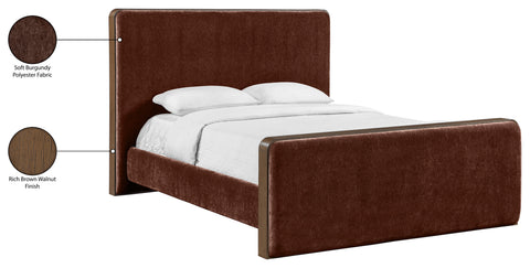 Rowan Burgundy Fabric Upholstered Queen Bed, 1 Piece