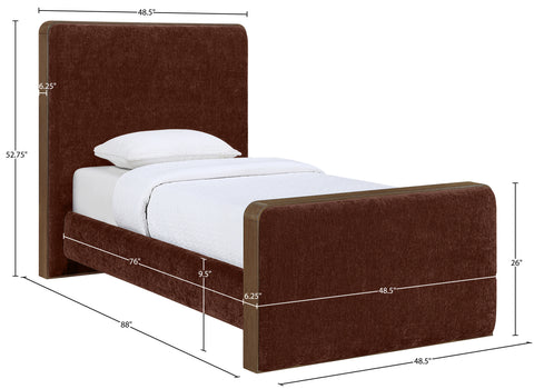 Rowan Burgundy Fabric Upholstered Twin Bed, 1 Piece