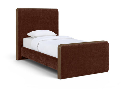 Rowan Burgundy Fabric Upholstered Twin Bed, 1 Piece