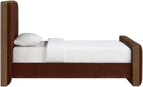Rowan Burgundy Fabric Upholstered Twin Bed, 1 Piece