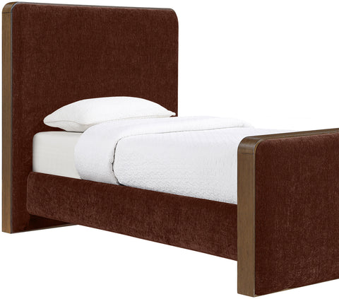 Rowan Burgundy Fabric Upholstered Twin Bed, 1 Piece