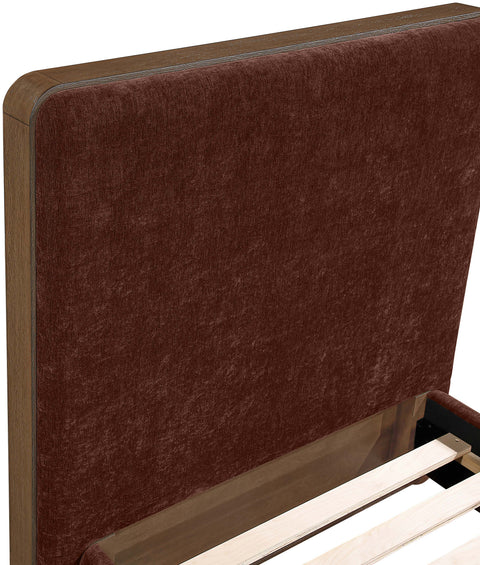 Rowan Burgundy Fabric Upholstered Twin Bed, 1 Piece
