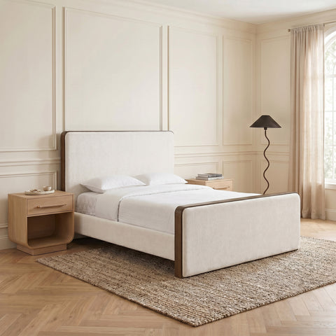 Rowan Cream Fabric Upholstered Full Bed, 1 Piece
