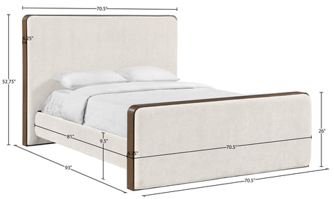 Rowan Cream Fabric Upholstered Queen Bed, 1 Piece